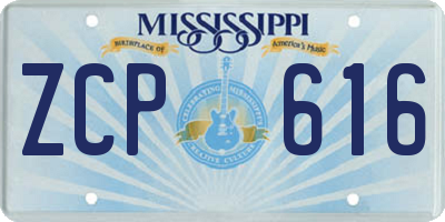 MS license plate ZCP616