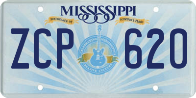 MS license plate ZCP620