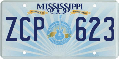 MS license plate ZCP623