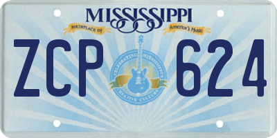 MS license plate ZCP624