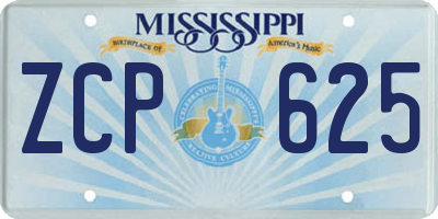 MS license plate ZCP625