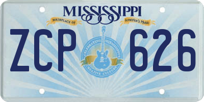 MS license plate ZCP626