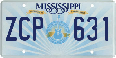 MS license plate ZCP631