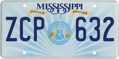 MS license plate ZCP632