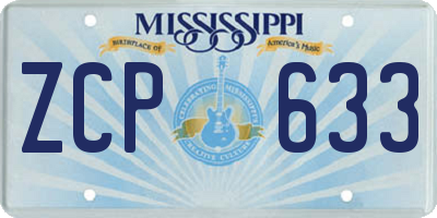 MS license plate ZCP633