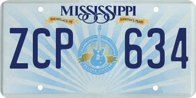 MS license plate ZCP634