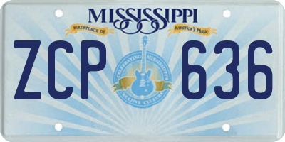 MS license plate ZCP636