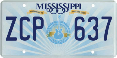 MS license plate ZCP637