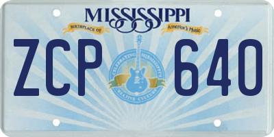 MS license plate ZCP640