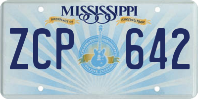MS license plate ZCP642