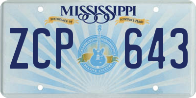 MS license plate ZCP643