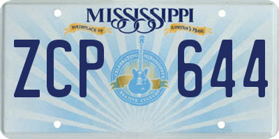 MS license plate ZCP644