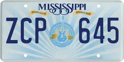 MS license plate ZCP645