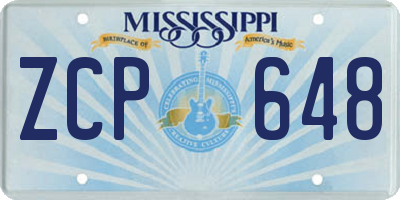 MS license plate ZCP648