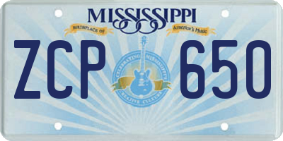 MS license plate ZCP650