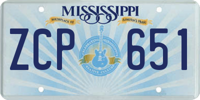 MS license plate ZCP651