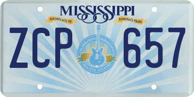 MS license plate ZCP657