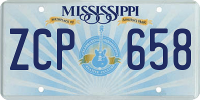 MS license plate ZCP658