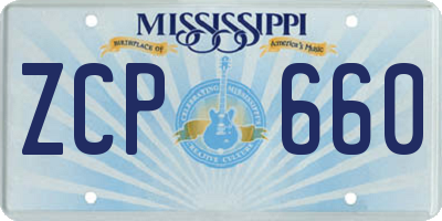MS license plate ZCP660