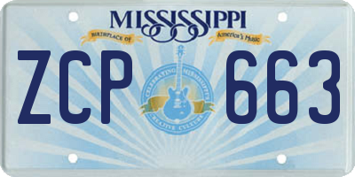 MS license plate ZCP663