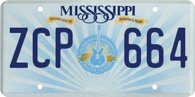 MS license plate ZCP664