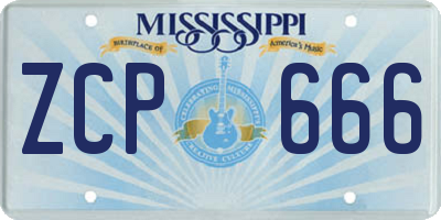 MS license plate ZCP666