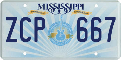 MS license plate ZCP667