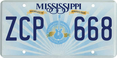 MS license plate ZCP668