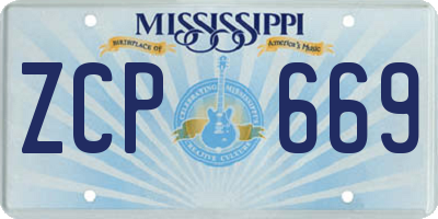MS license plate ZCP669
