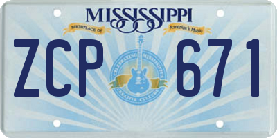 MS license plate ZCP671