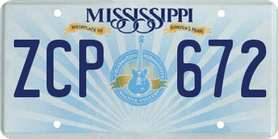 MS license plate ZCP672