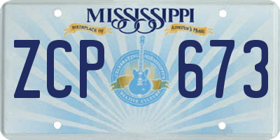 MS license plate ZCP673