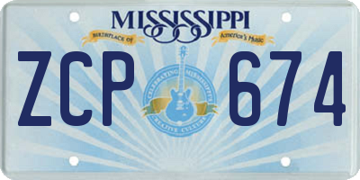 MS license plate ZCP674