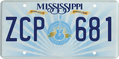 MS license plate ZCP681