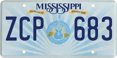 MS license plate ZCP683