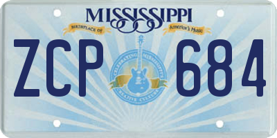 MS license plate ZCP684