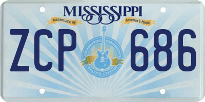 MS license plate ZCP686
