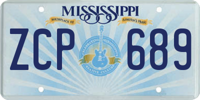 MS license plate ZCP689