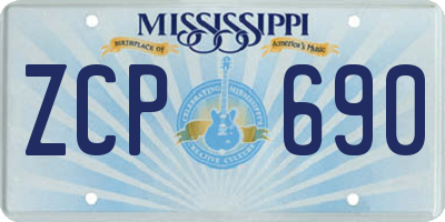 MS license plate ZCP690