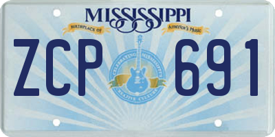 MS license plate ZCP691