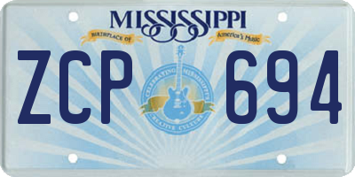 MS license plate ZCP694