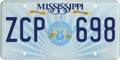 MS license plate ZCP698