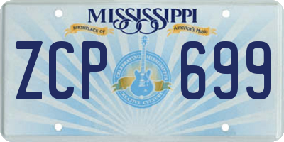 MS license plate ZCP699
