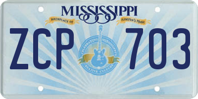 MS license plate ZCP703