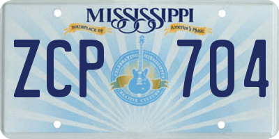MS license plate ZCP704