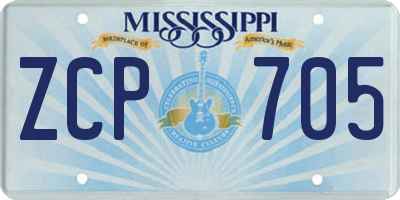 MS license plate ZCP705