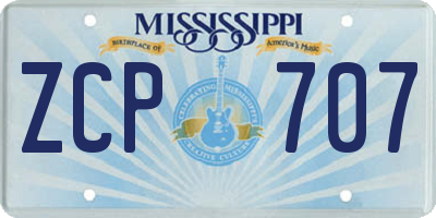 MS license plate ZCP707