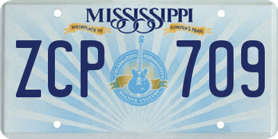 MS license plate ZCP709