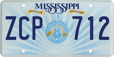 MS license plate ZCP712