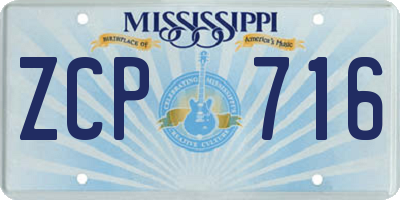 MS license plate ZCP716